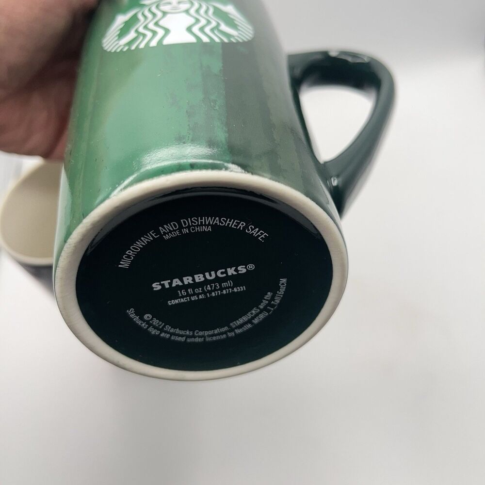 Starbucks Mugs 2021 Holiday Brush Strokes 16 oz Tall Ceramic Coffee Set of 2 - Picture 11 of 16